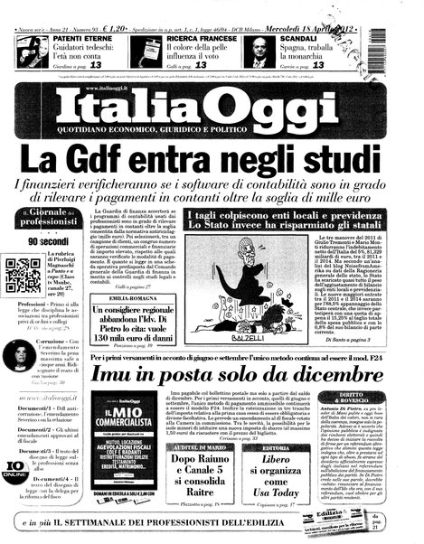 Italia oggi : quotidiano di economia finanza e politica